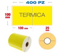 100 x 100 mm, f. 25 - Rotolo n° 400 etichette termiche adesive giallo