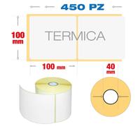 100 x 100 mm, f. 40 - Rotolo n° 450 etichette termiche adesive