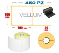 100 x 100 mm, f. 40 - Rotolo n° 450 etichette vellum adesive stampa con ribbon