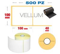 100 x 100 mm, f. 40 - Rotolo n° 500 etichette vellum adesive stampa con ribbon