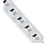 100 x 25 mm rotonde bianche senza latticini etichette permanenti allergeni sicurezza adesivi intolleranza