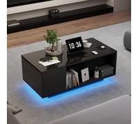 100 x 50 x 40 cm, tavolino da caffè regolabile in altezza, con spazio nascosto, tavolino con luce a LED, tavolo da soggiorno con cassetto, tavolo da divano (nero)