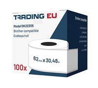 100 x Etichetta Etichette Compatibili con Brother DK22205 62 mm x 30,48 m Continuo (100x)