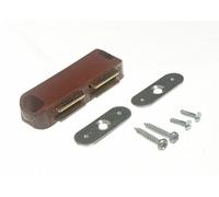 100 X Magnetico Credenza Gancio Doppio Marrone+Custode Piastra+Fissaggio Viti