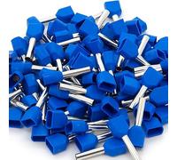 100 x terminali isolati ELS elettrotecnica, 2 x 2,5 mm²/12 mm, blu
