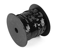 100 Yards Paillettes Rolls, 6mm Colorful Flat Round Paillette Spool Line Shang Spangle lucido Corde per cucire Accessorio artigianale per la decorazione di abbigliamento[Nero]Paillettes e lustrini