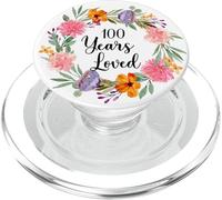100 Years Loved 100th Birthday Floral 100 Year Old Men Women PopSockets PopGrip per MagSafe