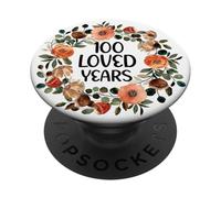 100 Years Loved 100th Birthday funny 100 Year Old Women's PopSockets PopGrip Adesivo