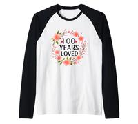100 Years Loved Floral 100th Birthday Women 100 Years Old Maglia con Maniche Raglan