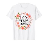 100 Years Loved Floral 100th Birthday Women 100 Years Old Maglietta
