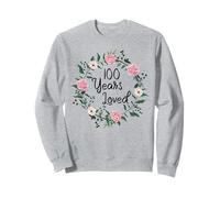 100 Years Loved Men Women Floral 100 Year Old 100th Birthday Felpa