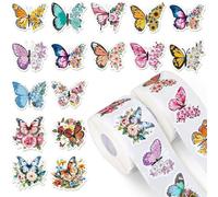 1000 adesivi a forma di farfalla, 1,26 pollici, rotondi, in 16 modelli, autoadesivi, per bambini e adulti, scrapbooking, bottiglie d'acqua, buste, decorazioni per feste