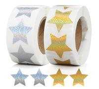 1000 adesivi a forma di stella, rotolo autoadesivo con stelle oro argento da 2,5 cm, adesivi scintillanti con stelle di Natale, etichette stelle per premi scrapbooking d'auguri confezioni regalo