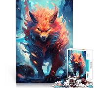 1000 Adolescente Pezzi Jigsaw Puzzle Fierce Fire Red Fox Intellektuelles Spiel Jedes Stück ist einzigartig Anspruchsvolles Familienspiel38x26cm