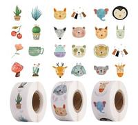 1000 Animali e 500 Adesivi Con Fiori e Piante, Simpatici Con Cartoni Animati, Creativi Con Graffiti, Sigilli, Decorativi Rotondi