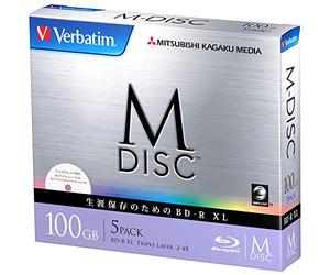 1000 Anni Archival Verbatim M-Disc Blu-ray BDXL 100GB Triple Layer 4x Speed - Confezione da 5 inchiostri stampabili
