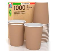 1000 Bicchieri in Carta Color Avana 200ml Ecologici e Biodegradabili Monouso Made in Italy Asporto Bevande Calde Acqua - Prodotto e confezionato in Italia