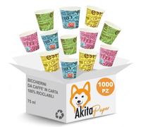 1000 Bicchierini caffe' monouso colorati di carta biodegradabile da 75ml