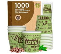 1000 Bicchierini in Carta da caffè 65ml LoveGreenCUP Bicchieri Ecologici Biodegradabili Monouso Piccoli Asporto Bevande Calde