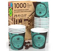 1000 Bicchierini in Carta da caffè 65ml PubGreenCUP - Bicchieri Ecologici Biodegradabili Monouso Piccoli Asporto Bevande Calde