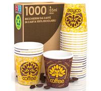 1000 Bicchierini in Carta da caffè 65ml Yellow Forest Bicchieri Ecologici Biodegradabili Monouso Piccoli Asporto Bevande Calde