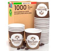 1000 Bicchierini in Carta per Caffè 65ml BaciatoCaffèCUP Biodegradabile Monouso