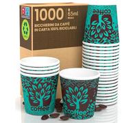 1000 Bicchierini in Carta per caffè 65ml Blue Forest - Bicchieri Ecologici Biodegradabili Monouso Piccoli Asporto Bevande Calde
