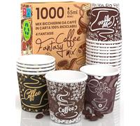 1000 Bicchierini in Carta per caffè 65ml Coffee Fantasy Bicchieri Riciclabili Piccoli Monouso Asporto Bevande Calde