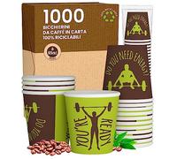 1000 Bicchierini in Carta per Caffè 65ml ReadyCUP Bicchieri Ecologici Biodegradabili Monouso Piccoli Asporto Bevande Calde
