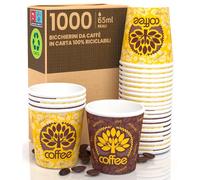 1000 Bicchierini in Carta per caffè 65ml Yellow Forest - Bicchieri Ecologici Biodegradabili Monouso Piccoli Asporto Bevande Calde
