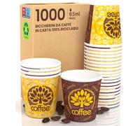 1000 Bicchierini in Carta per caffè 65ml Yellow Forest Bicchieri Ecologici Biodegradabili Monouso Piccoli Asporto Bevande Calde