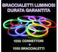 1000 BRACCIALETTI LUMINOSI KIT BRACCIALI FLUO STARLIGHT DISCO EFFETTO DJ
