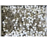 1000 spilli con capocchia in plastica di colore bianco Spilli lunghi 32 mm, per il fai da te.