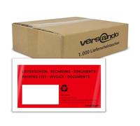 1000 buste di carta da spedizione Versando DIN lungo DL 23, 5 x 13 cm, rosso/nero stampato