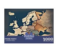 1000 Elementi mappapapa d'Europa Puzzle Sfide Divertenti Decorazione Perfetta Giochi Geografia europea Puzzle Relax IntRattetetototenimento Creativo Per Adulti 38x26cm/1000pcs