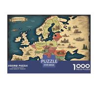 1000 Elementi mappapapa d'Europa Puzzles Sfide Divertenti Decorazione Perfetta Geografia europea Puzzle Di Autotone IntRattetetototenimento Creativo Per Uomini E Donne 38x26cm/1000pcs