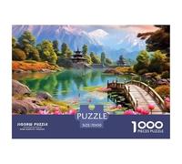 1000 Elementi, Wooden Bridge Lotus, Qualità Premium, Per Adulti E Bambini Dai 12 Anni Puzzle, Lakes（70x50cm/1000pcs）