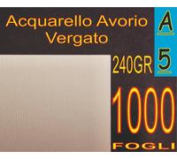 1000 FF CARTA ACQUARELLO AVORIO STAMPANTI LASER INKJET A5 240GR RIGATA VERGATA