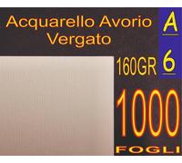 1000 FF CARTA VERGATA ACQUARELLO RUSTIC AVORIO X STAMPANTI LASER- INKJET A6