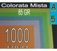 1000 FOGLI CARTA COLORATA MISTA 5 COLORI X STAMPANTE LASER E INKJET A5