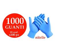 1000 GUANTI NITRILE MONOUSO BLU SENZA POLVERE NO TALCO NO LATTICE TG. S-M-L-XL