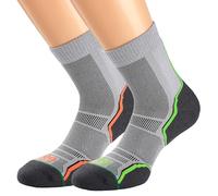 1000 Mile Trail - Calzini da corsa da uomo, confezione doppia, Uomo, 2265, Grey/Orange, 6-8.5 UK/Medium