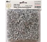 1000 mini spille da balia piccole, bianche, circa 19 mm, aghi di sicurezza, E90076