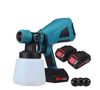 1000 ML 1500 W Pistola A Spruzzo Elettrica Senza Fili 3 Ugello Controllo del Flusso Aerografo Aerografo Spruzzatore di Vernice Ad Alta Potenza for Batteria 18 V(2Battery Plug)