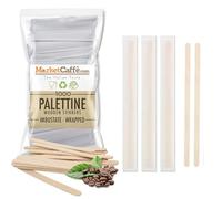 1000 Palette caffè monouso confezionate singolarmente, palettine in legno biodegradabili, compostabili e resistenti al calore, per Girare Zucchero Bevande e Caffe nei Bicchierini