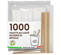 1000 Palette Caffè Monouso in Legno di Betulla Imbustate Singolarmente