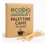 1000 Palette Caffè Monouso in Legno di Betulla, IMBUSTATE SINGOLARMENTE - Bastoncini Legno Con La Massima Igiene - Biodegradabili, Ottimi Per Espresso, Bevande Calde e Fredde - Ecologiche, 12 Cm