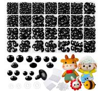 1000 PCS 6-14mm Occhi e Nasi di Sicurezza per Amigurumi, occhi di sicurezza in plastica nera con rondelle, occhi per bambole artigianali, accessori fai-da-te, occhi di sicurezza per Amigurumi