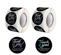 1000 Pcs Adesivi di Ringraziamento Etichette Adesive Rotonde da 3,8 cm con Scritta Argento “Thank you for Supporting My Small Business” Adesivi Decorativi per Buste Sacchetti Regalo 2 Rotoli (Nero)