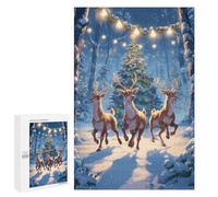 1000 PCS Puzzle - Christmas Deer Forest Scene Puzzle Per Adolescenti Attività Per Famiglie Per Compleanno, Natale Regali Unici Di Compleanno 1000 PCS